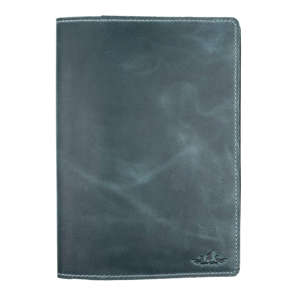 A5 Grey Leather Notebook Crazy Horse Front View