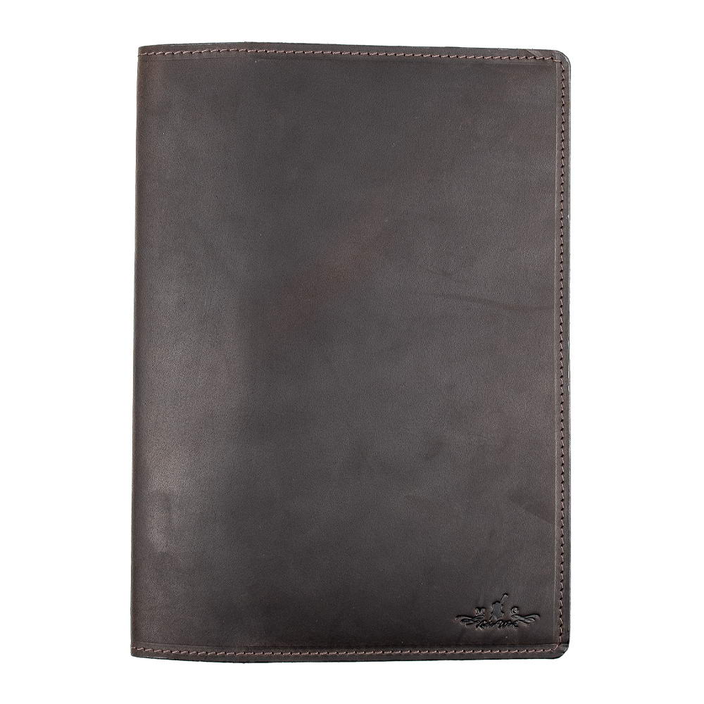 A5 Brown Leather Notebook Crazy Horse Front View