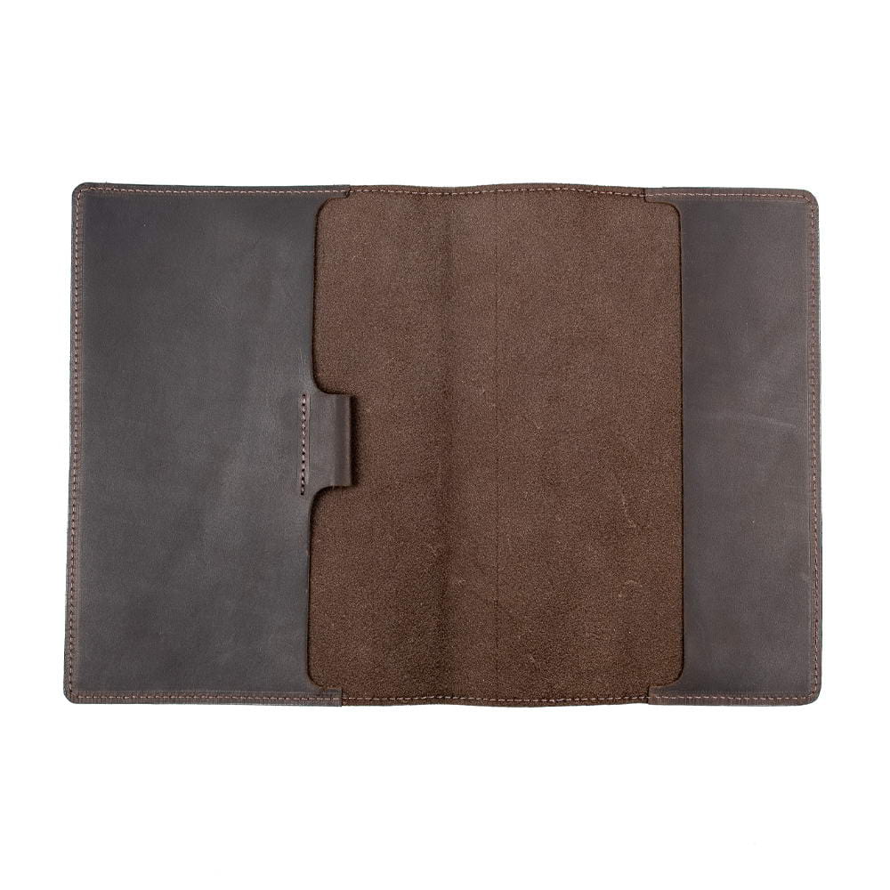 A5 Brown Leather Notebook Empty Cover Spread