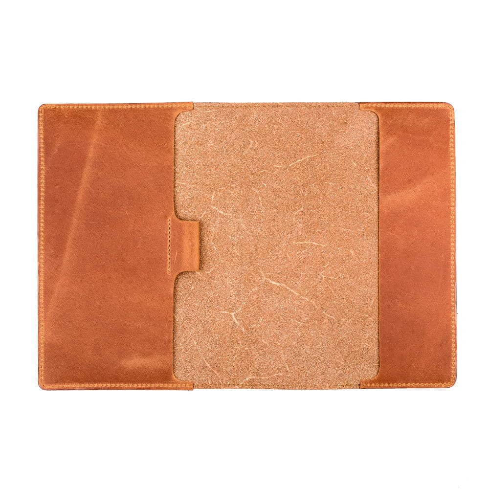 A5 Light Brown Leather Notebook Empty Cover Spread