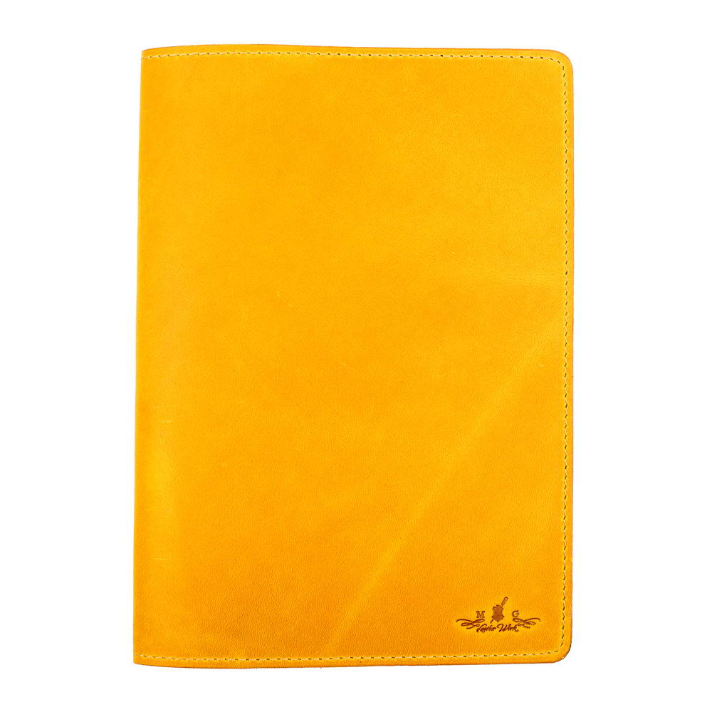 A5 Yellow Leather Notebook Crazy Horse Front View