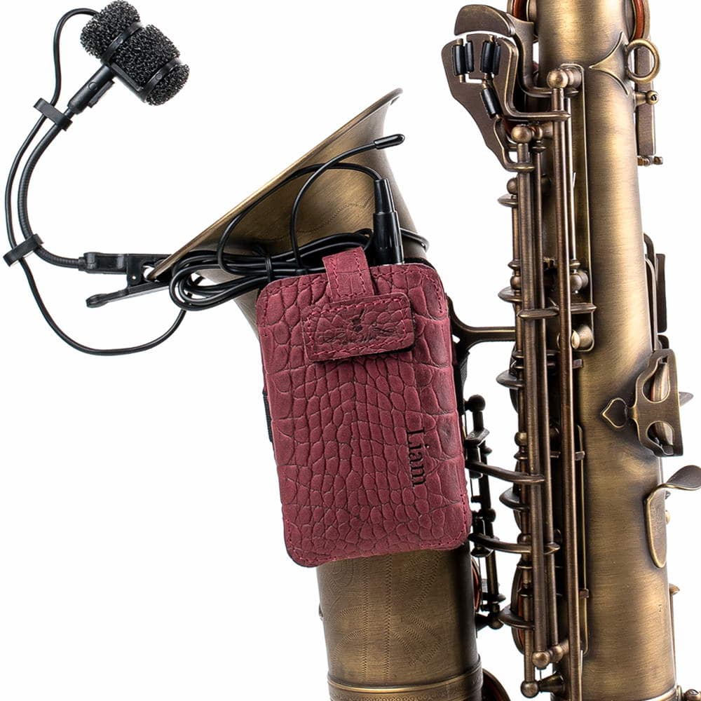 Saxophone Wireless Transmitter Pouch – Soprano, Alto, Tenor, Baritone | Reptile Leather
