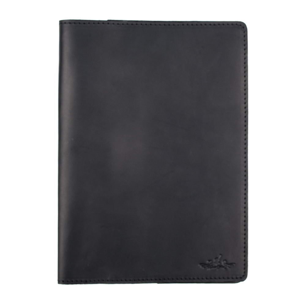 A5 Black Leather Notebook Crazy Horse Front View