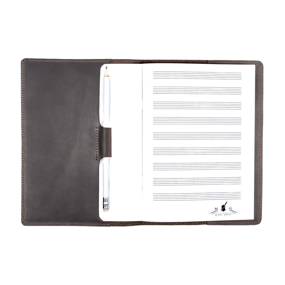 Brown A5 Leather Notebook Open Interior View