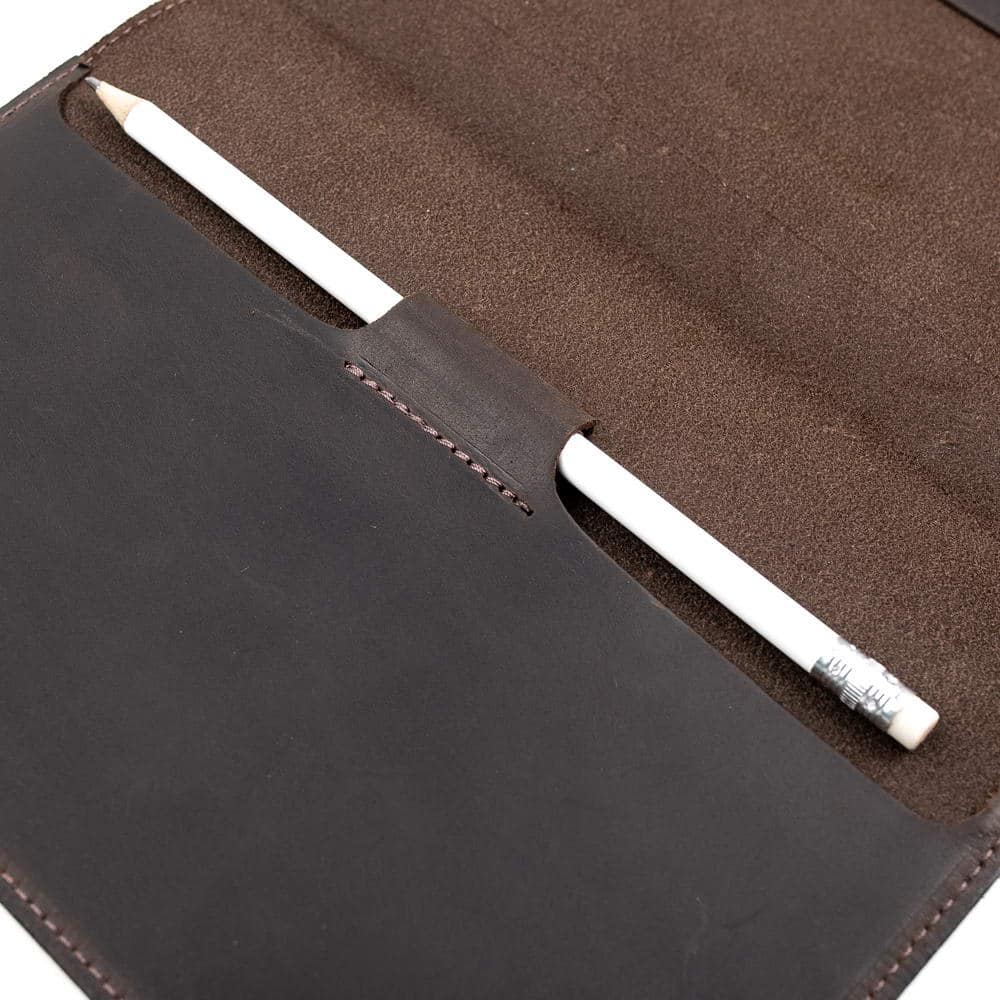 Brown A5 Leather Notebook With Pencil Holder