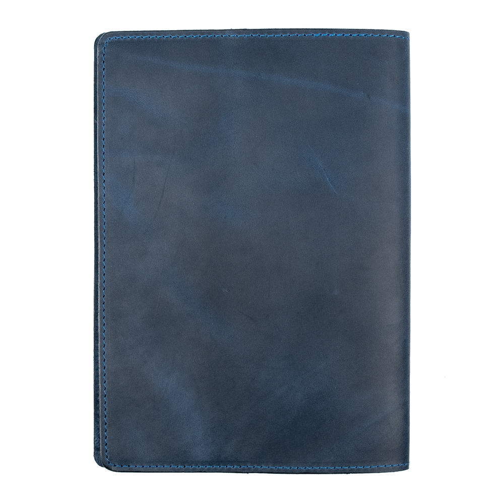 Dark Blue A5 Leather Notebook Back Cover Display