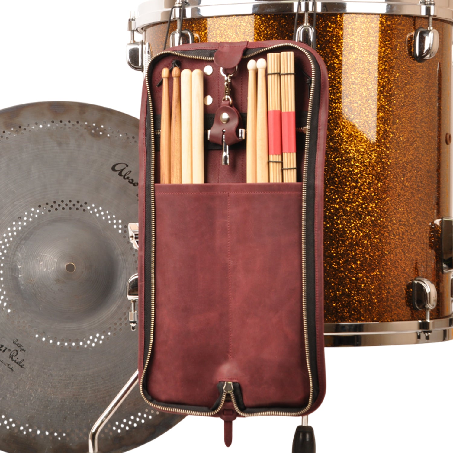 Compact Drumstick Bag | Drum Key Holder - Crazy Horse Leather