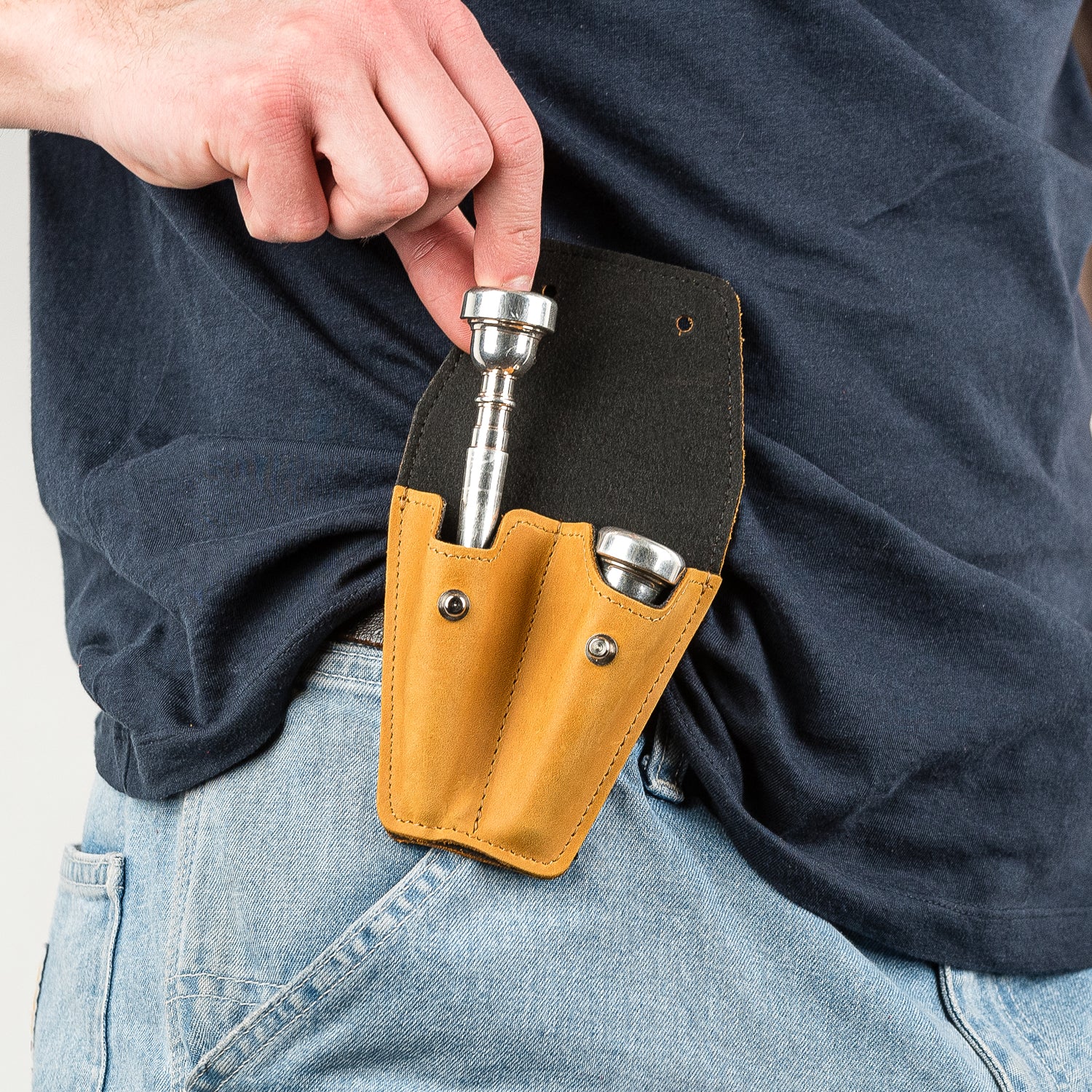 Double Trumpet Mouthpiece Pouch | Crazy Horse Leather