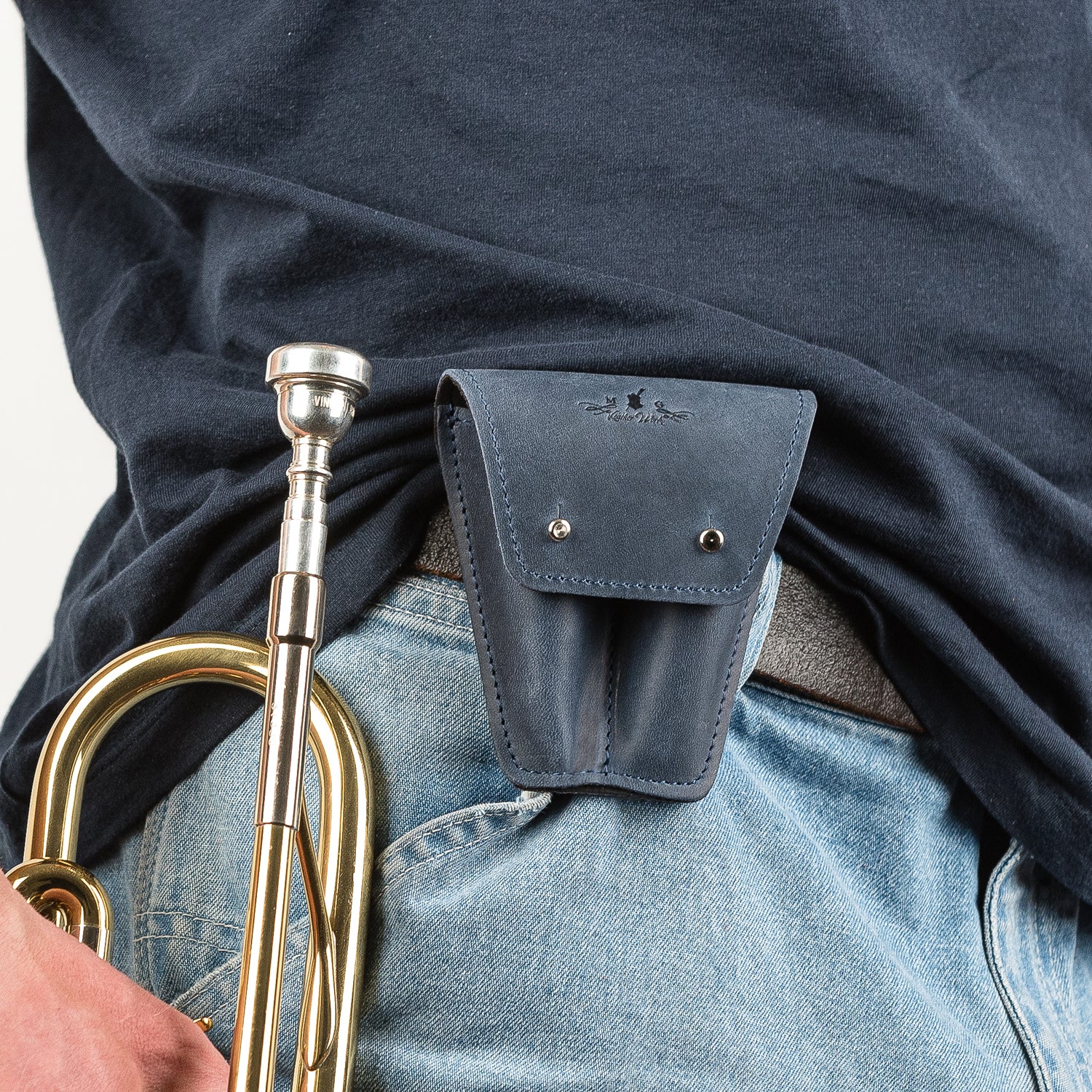 Double Trumpet Mouthpiece Pouch | Crazy Horse Leather
