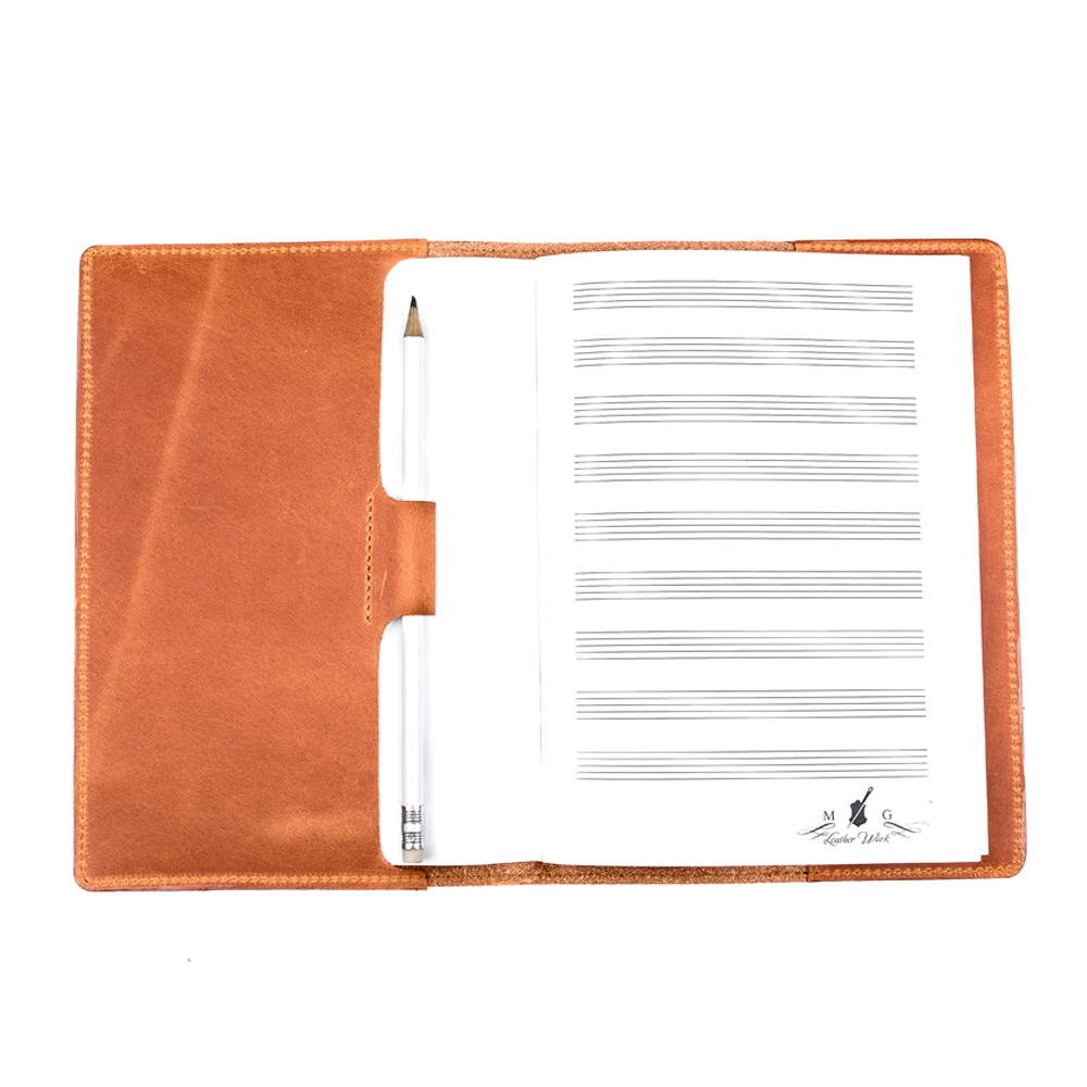 Light Brown A5 Leather Notebook Open Interior View