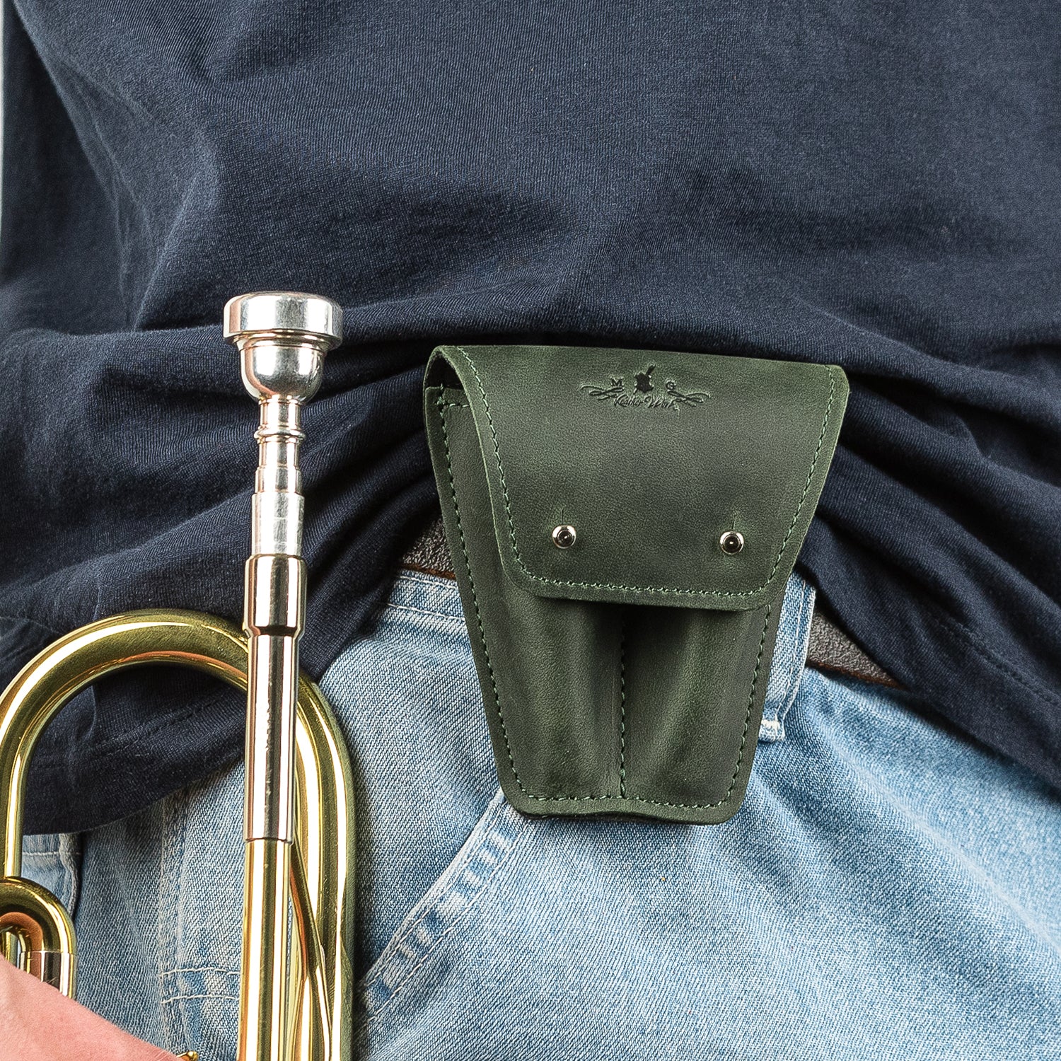 Double Trumpet Mouthpiece Pouch | Crazy Horse Leather