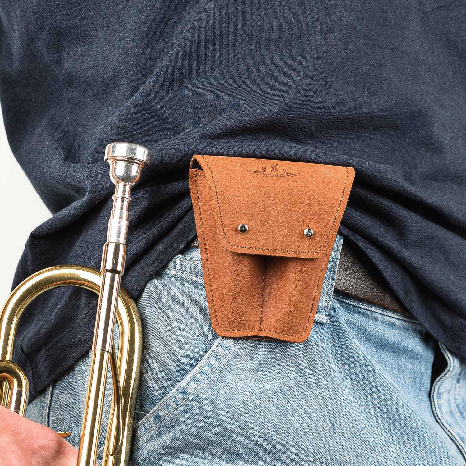 Double Trumpet Mouthpiece Pouch | Crazy Horse Leather