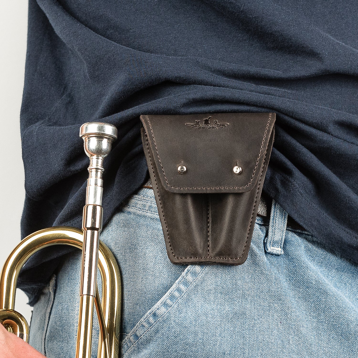 Double Trumpet Mouthpiece Pouch | Crazy Horse Leather