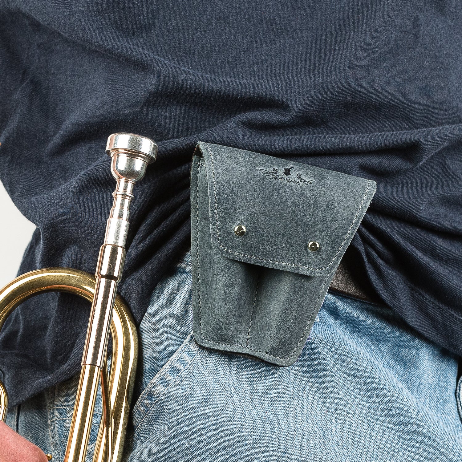 Double Trumpet Mouthpiece Pouch | Crazy Horse Leather