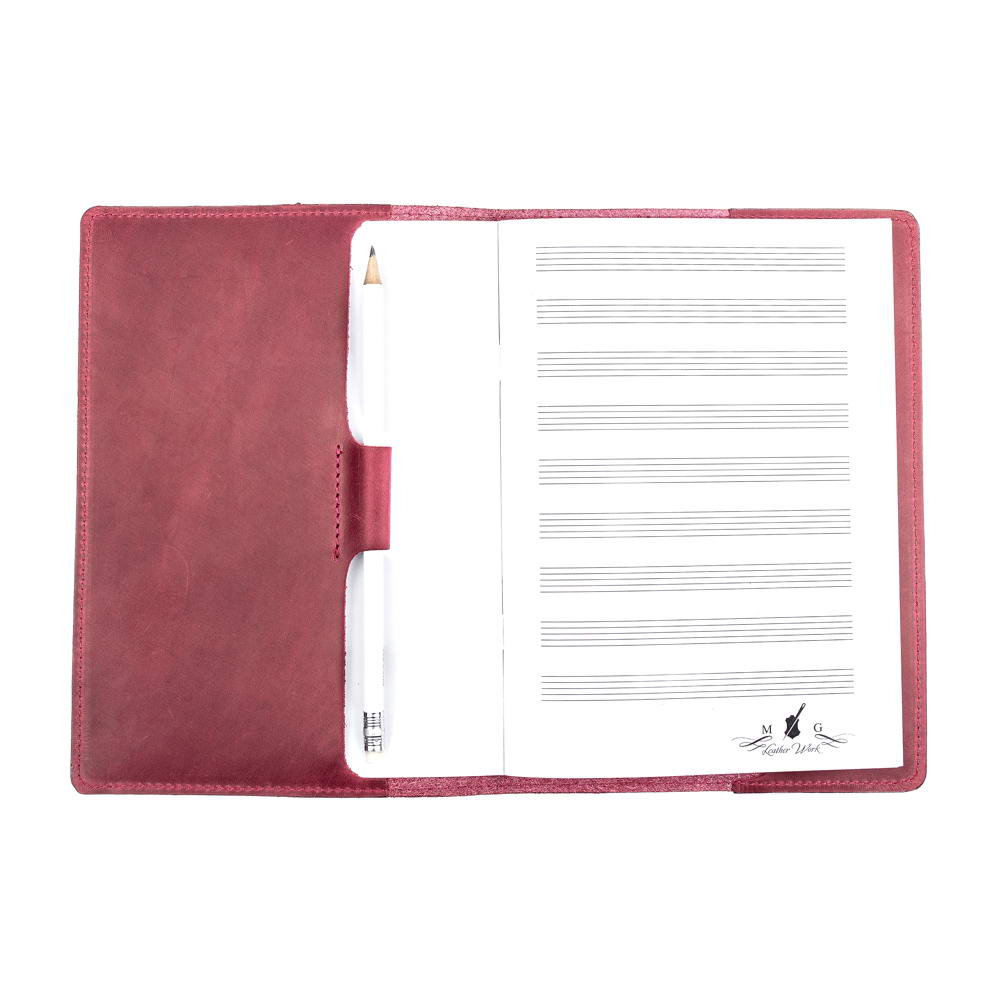 Marsala A5 Leather Notebook Open Interior View