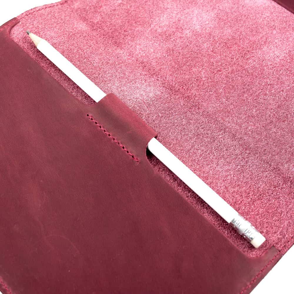 Marsala A5 Leather Notebook With Pencil Holder