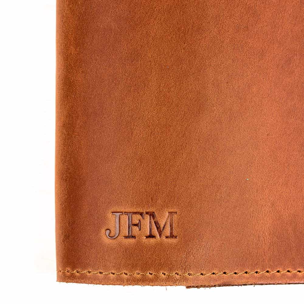 Personalized Light Brown A5 Leather Notebook Embossed
