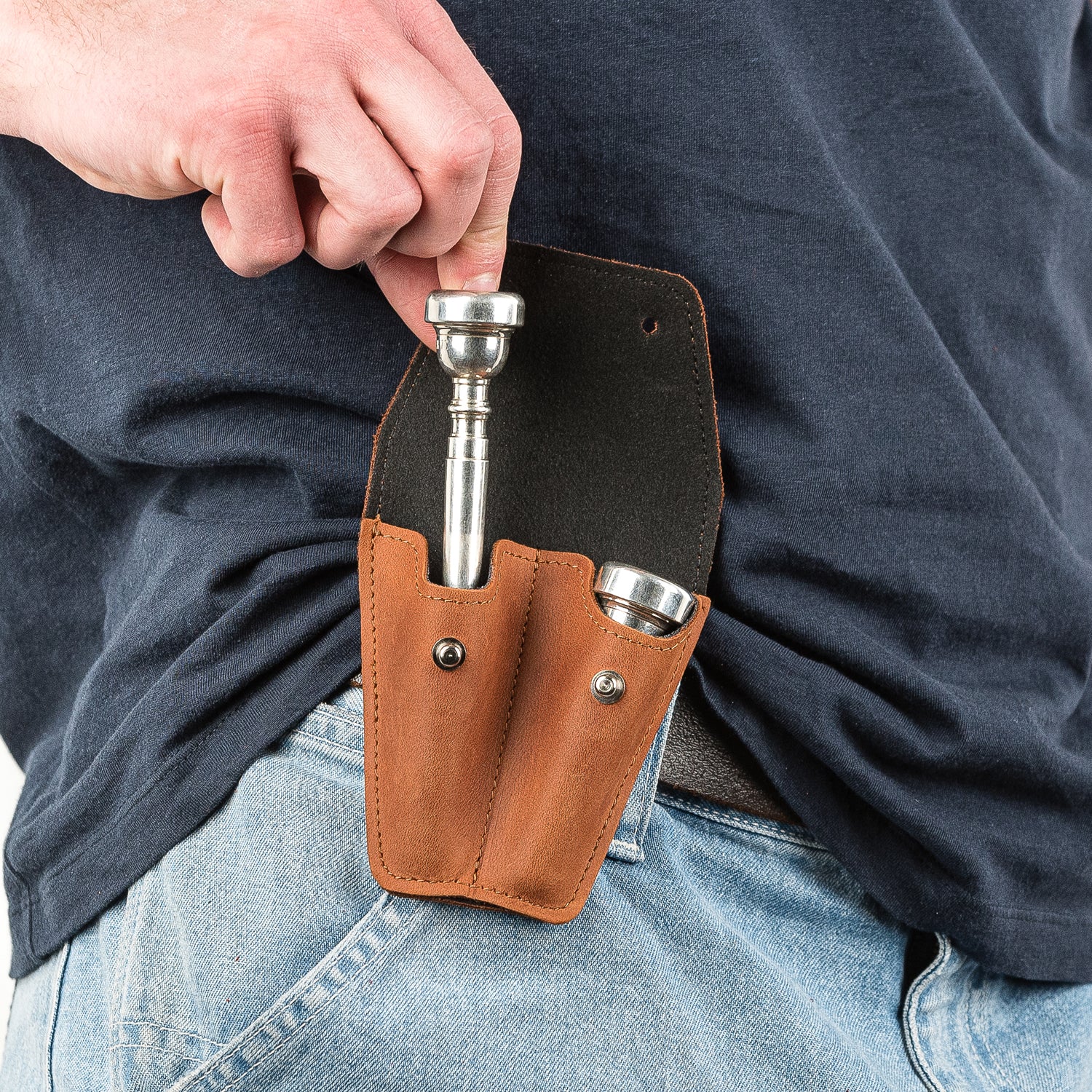 Double Trumpet Mouthpiece Pouch | Crazy Horse Leather