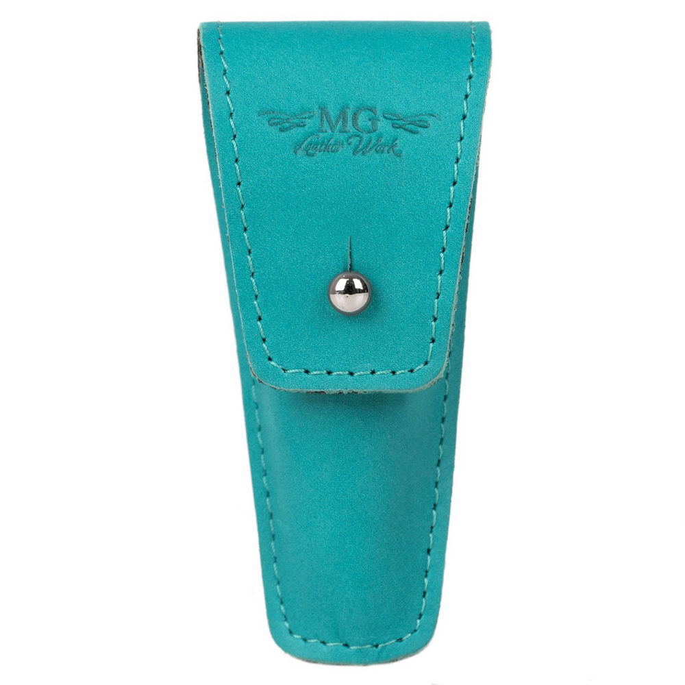 Single Trumpet Mouthpiece Pouch Crazy Horse Leather Tiffany — front view on white background
