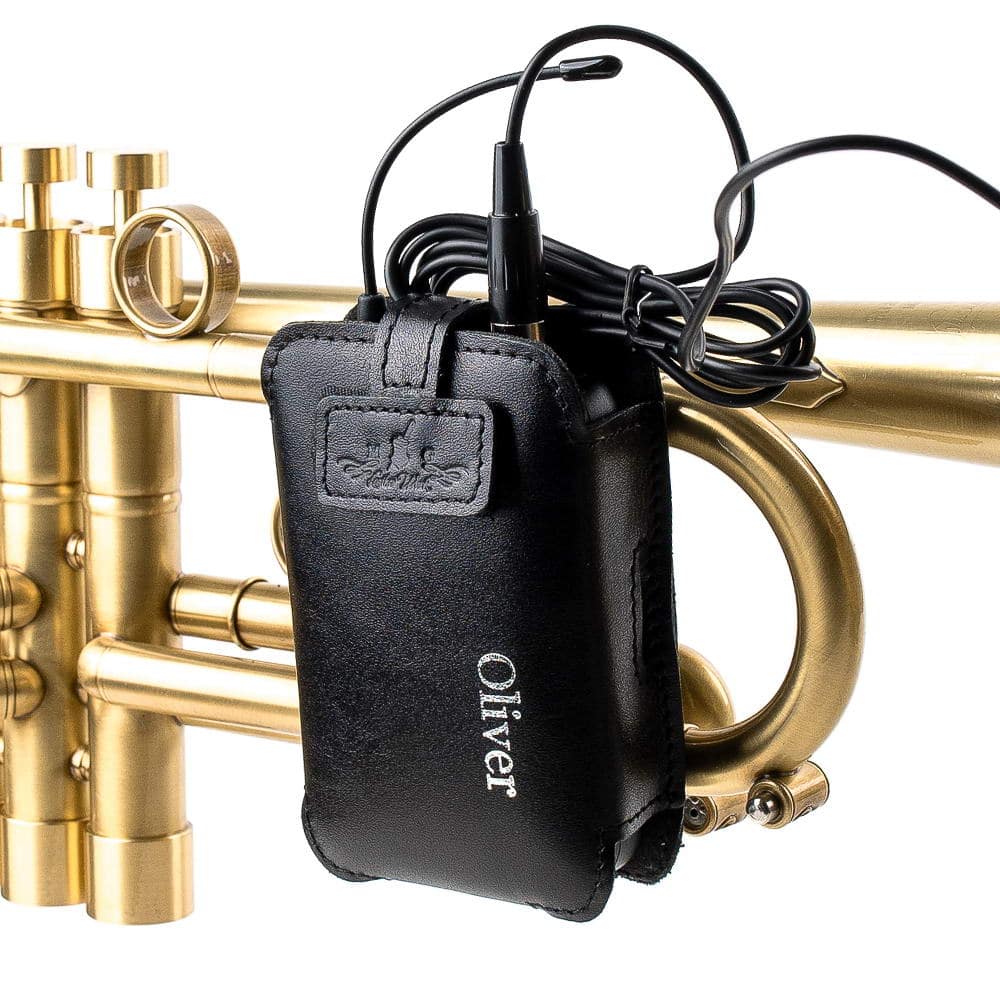 Trumpet Leather Microphone Bodypack Holder Black Detroit Side View