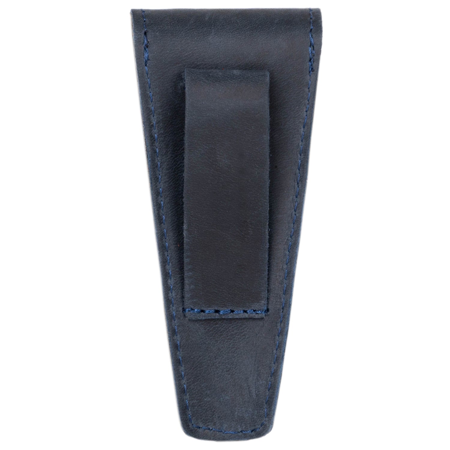 Trumpet Mouthpiece Case Single Crazy Horse Leather Dark Blue — rear side on white background