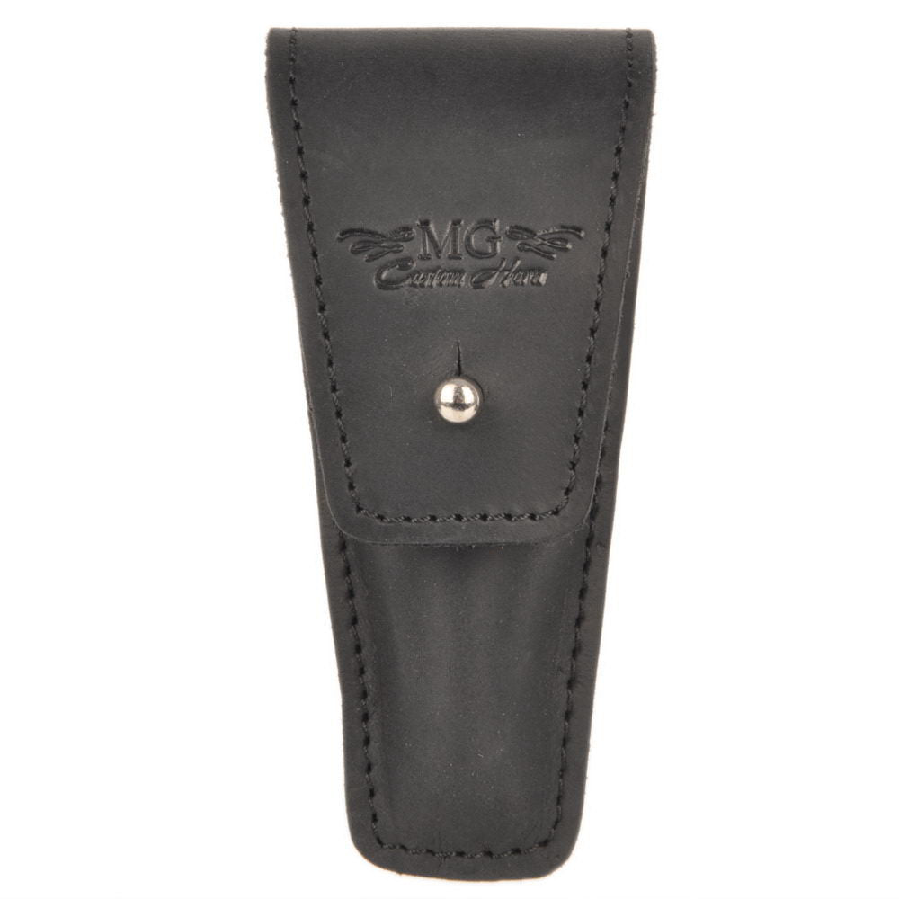 Trumpet Mouthpiece Pouch Single Crazy Horse Leather Black — front view on white background