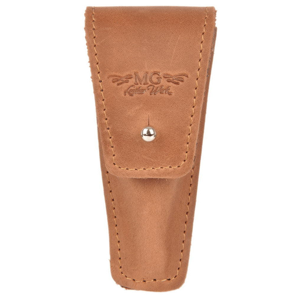 Trumpet Mouthpiece Pouch Single Crazy Horse Leather Light Brown — front view on white background