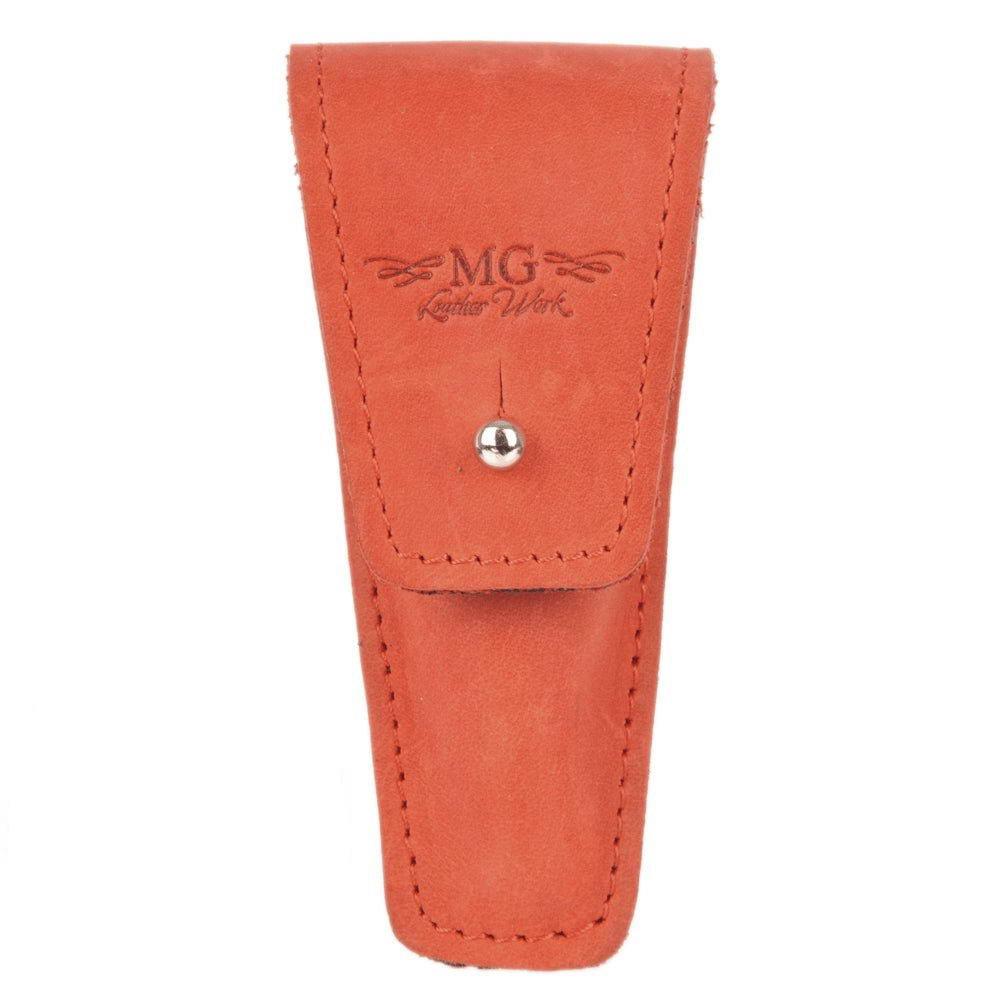 Trumpet Mouthpiece Pouch Single Crazy Horse Leather Red — front view on white background