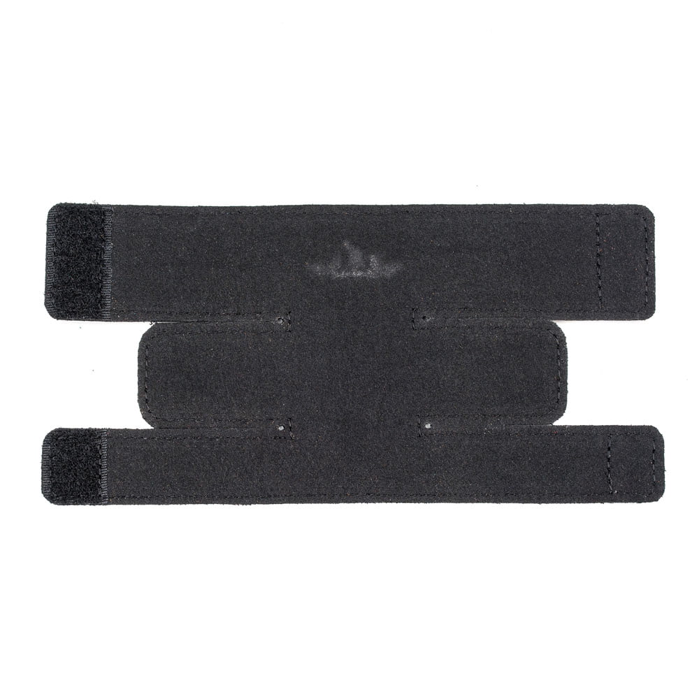 Unfolded Valve Cover L in Marsala Reptile leather — back side with black lining on white background