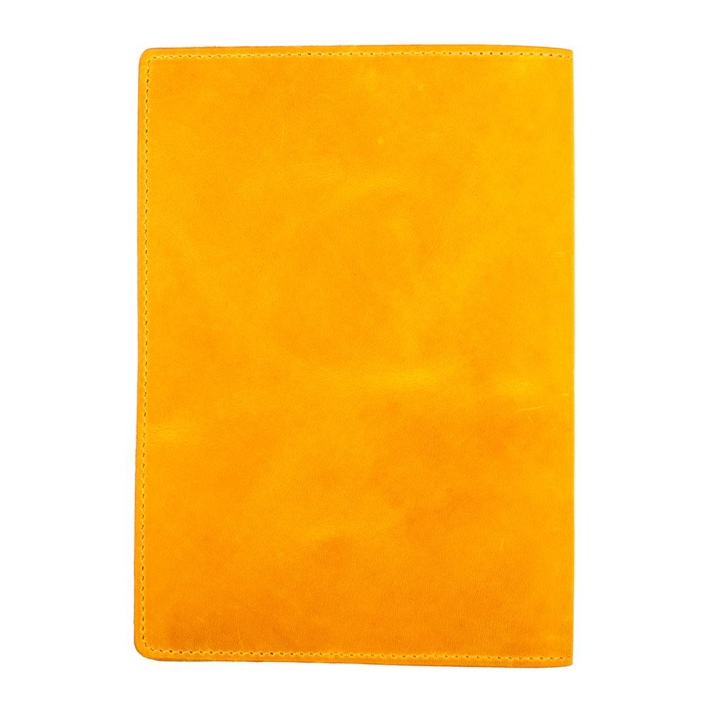 Yellow A5 Leather Notebook Back Cover Display