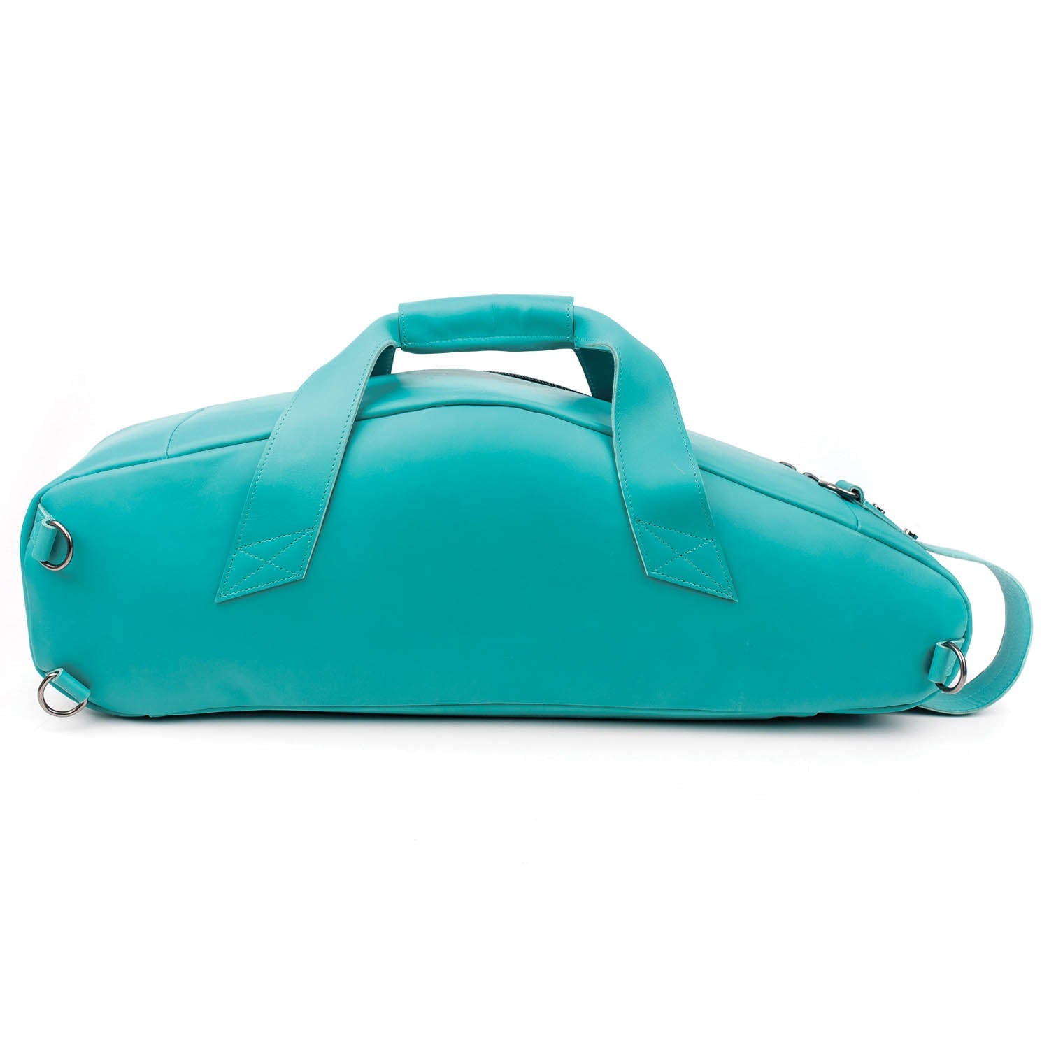 Back view of the MG Leather Work Alto Saxophone Gig Bag in Tiffany Crazy Horse leather, with D-rings.
