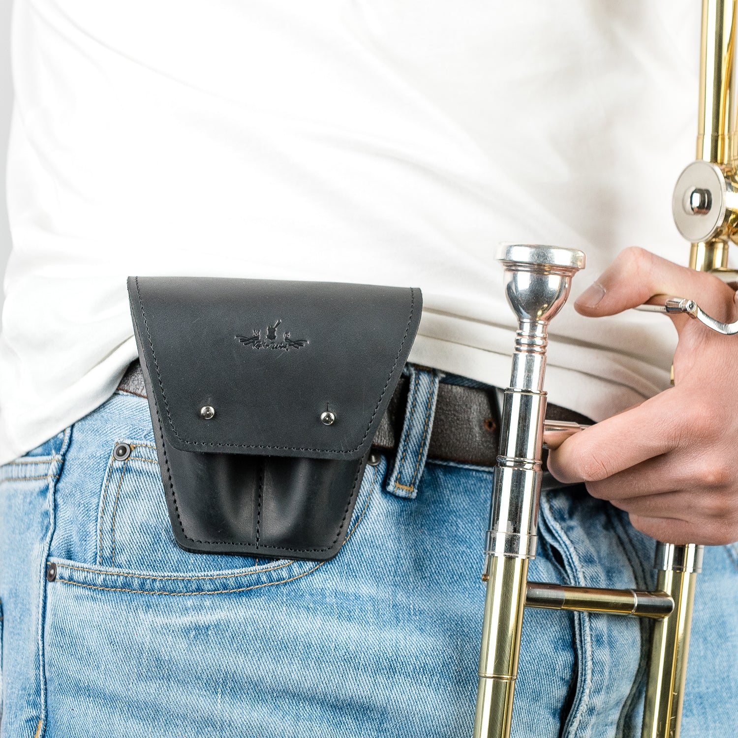 Double Trombone/Euphonium Mouthpiece Pouch | Crazy Horse Leather