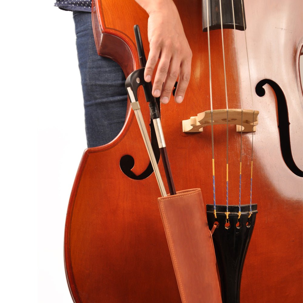 Double Bass Bow Quiver and Bass Bow Case Crazy Horse Leather