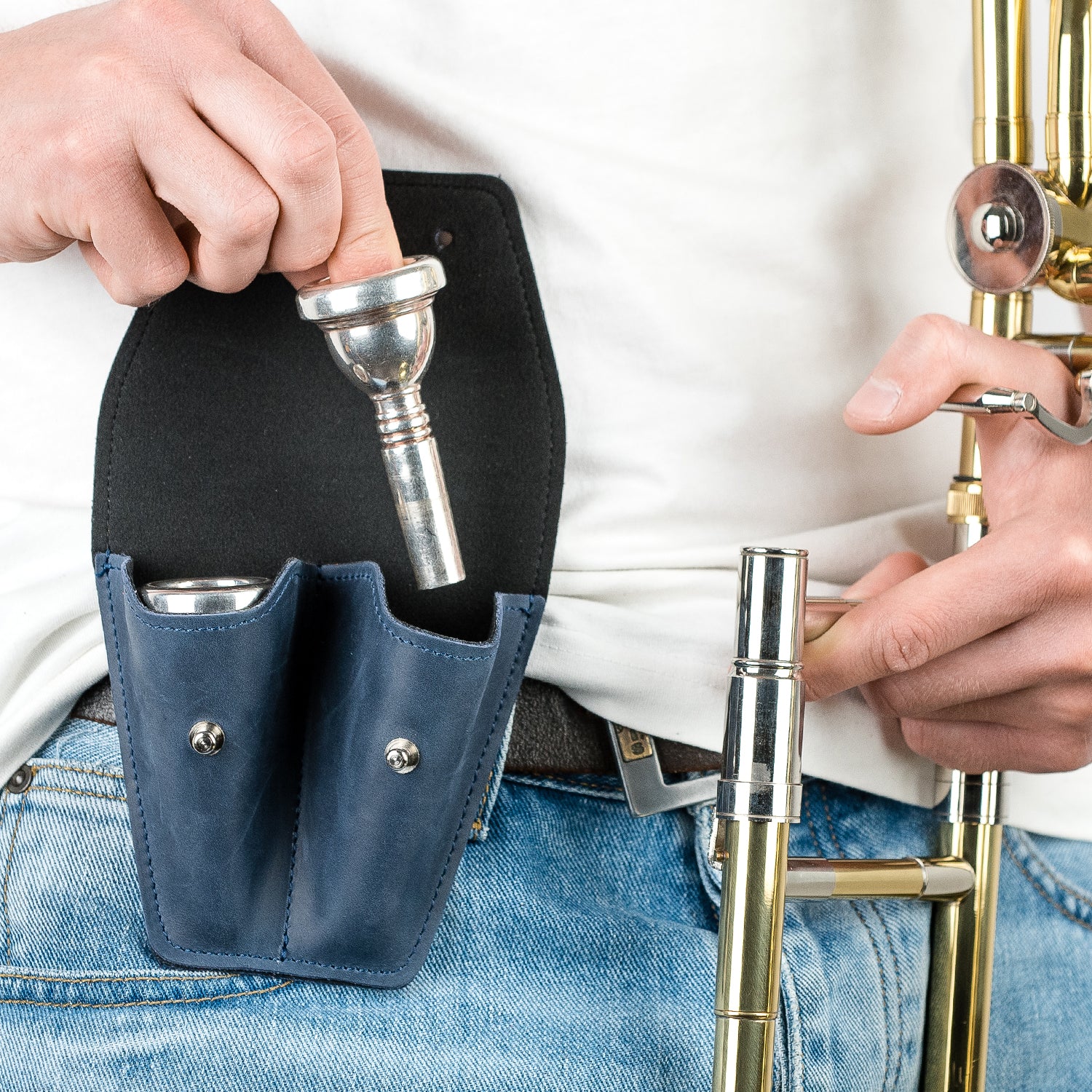 Double Trombone/Euphonium Mouthpiece Pouch | Crazy Horse Leather