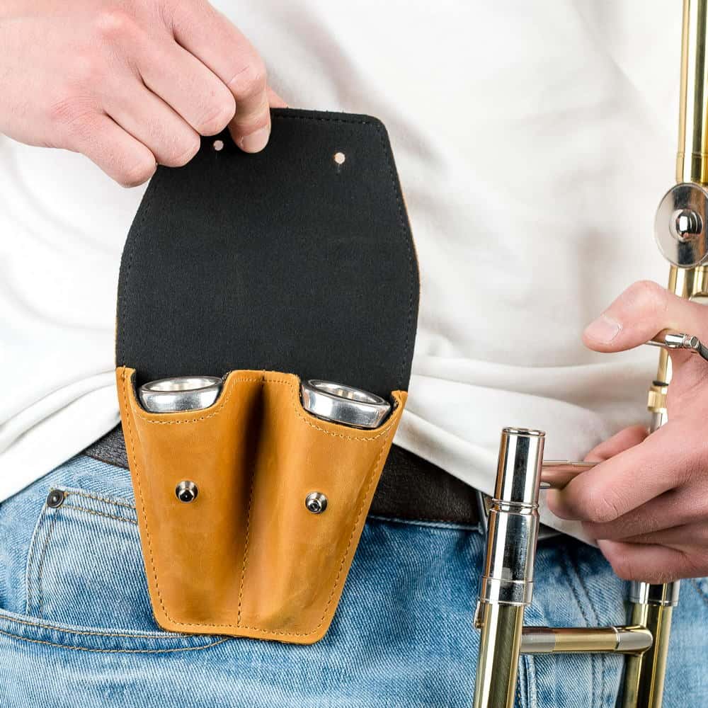 Double Trombone/Euphonium Mouthpiece Pouch | Crazy Horse Leather