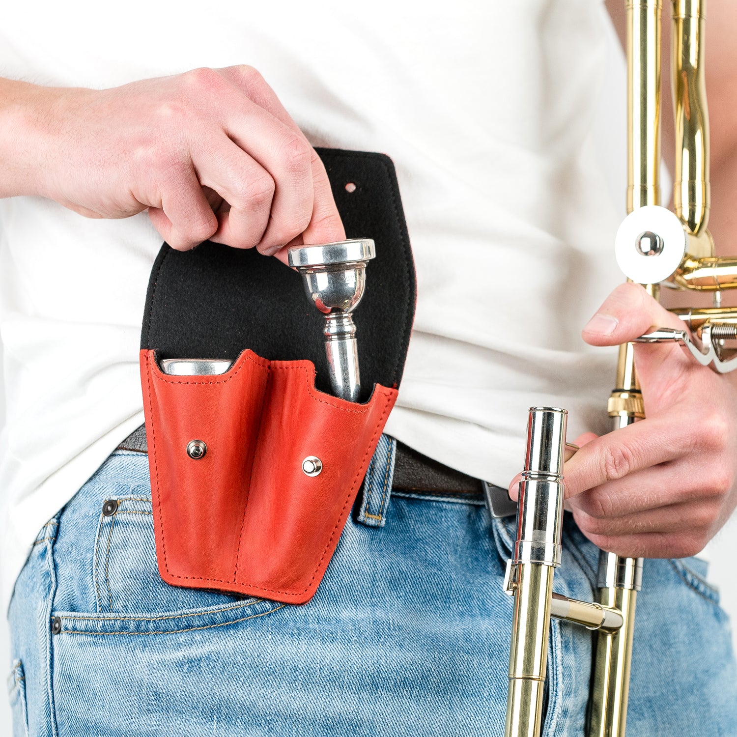Double Trombone/Euphonium Mouthpiece Pouch | Crazy Horse Leather