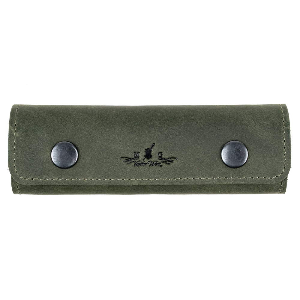Green personalized guitar pick pouch front view