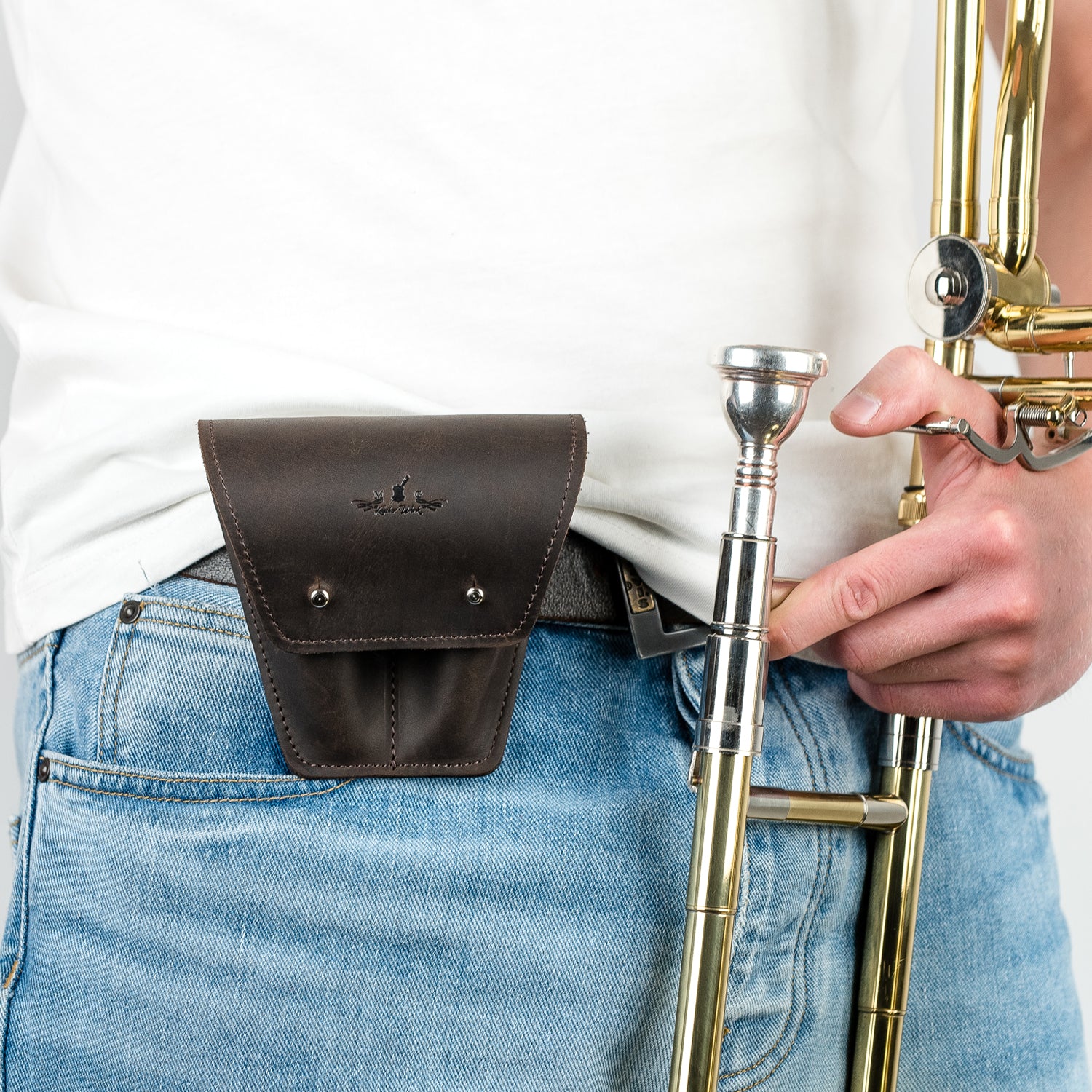 Double Trombone/Euphonium Mouthpiece Pouch | Crazy Horse Leather