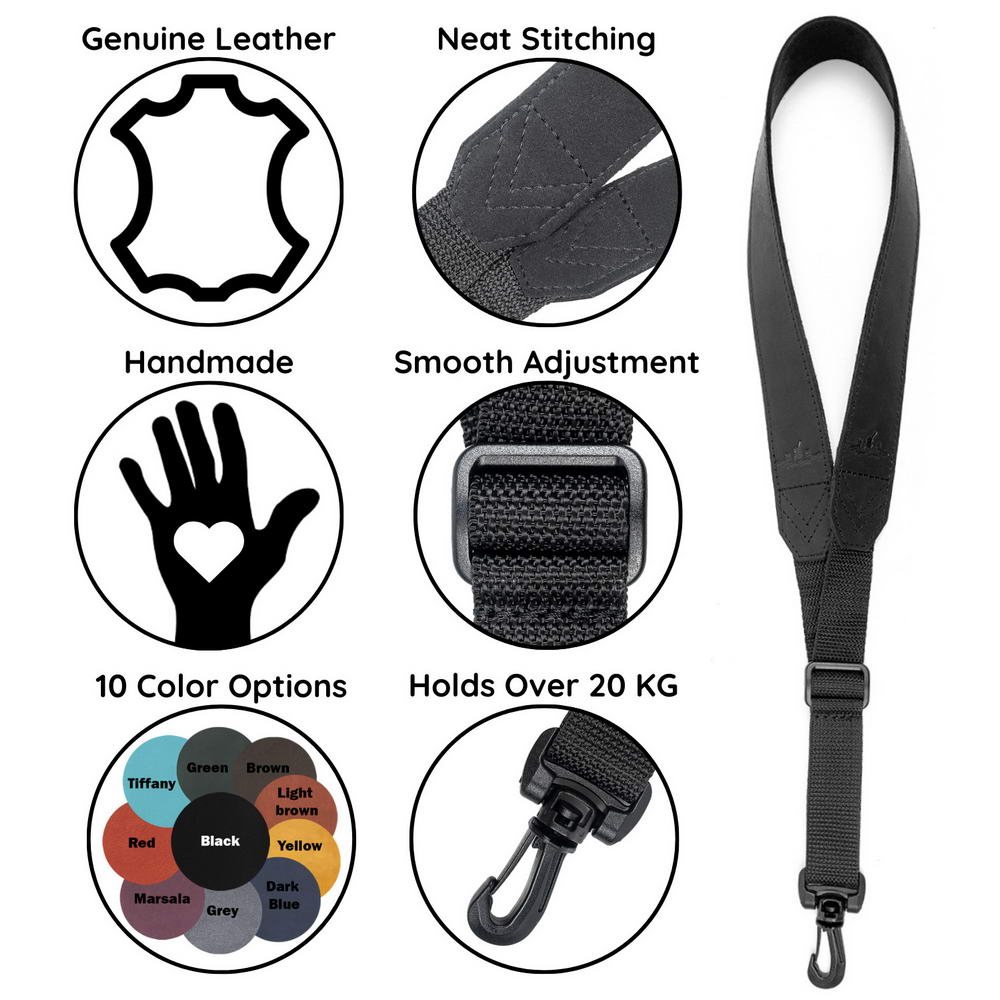 Alto, Tenor, and Soprano Saxophone Neck Strap | Crazy Horse Leather