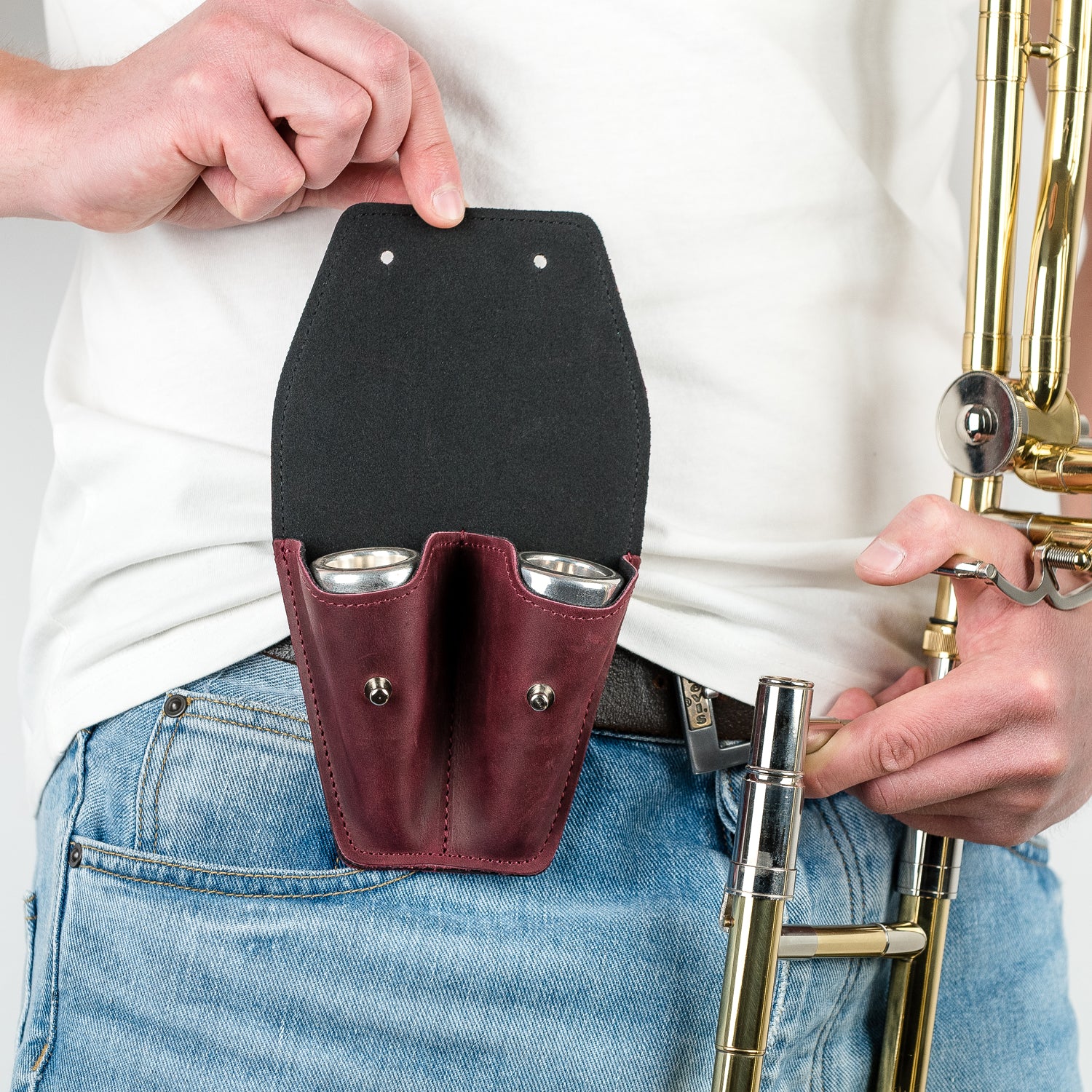 Double Trombone/Euphonium Mouthpiece Pouch | Crazy Horse Leather