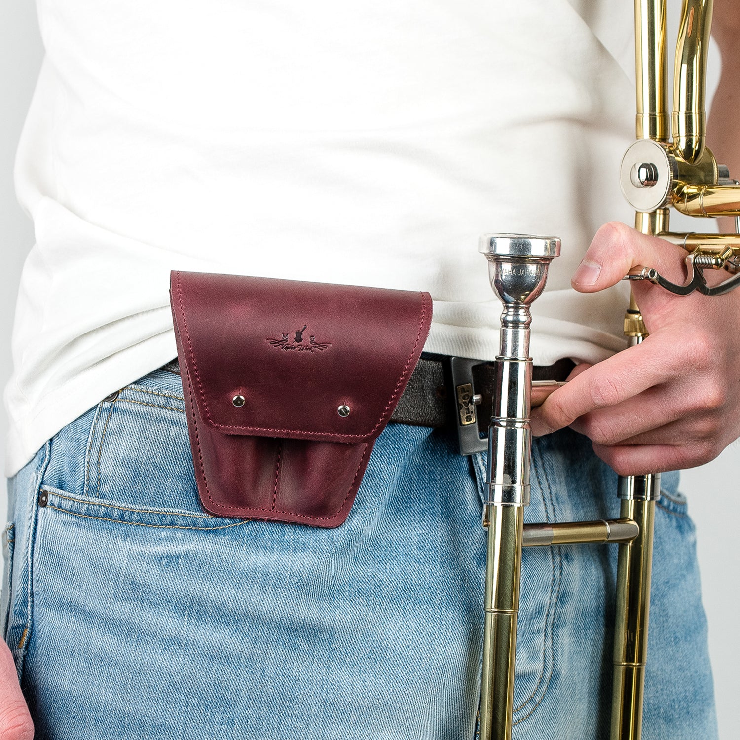 Double Trombone/Euphonium Mouthpiece Pouch | Crazy Horse Leather