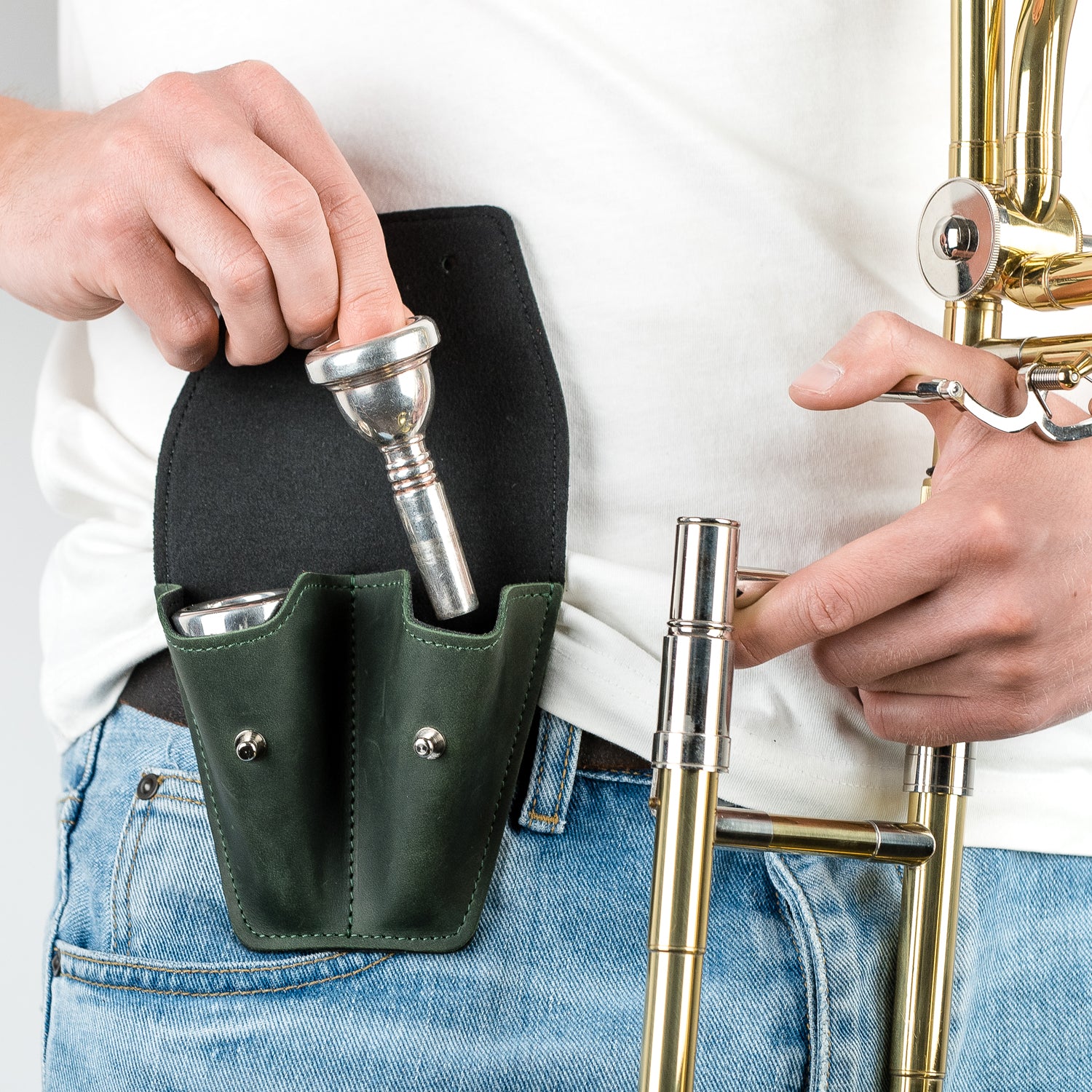 Double Trombone/Euphonium Mouthpiece Pouch | Crazy Horse Leather