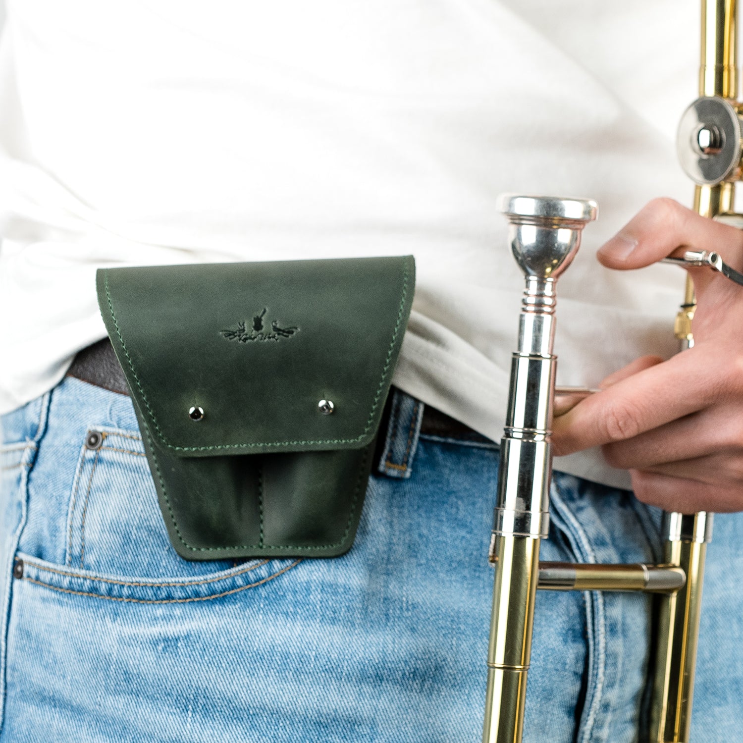 Double Trombone/Euphonium Mouthpiece Pouch | Crazy Horse Leather