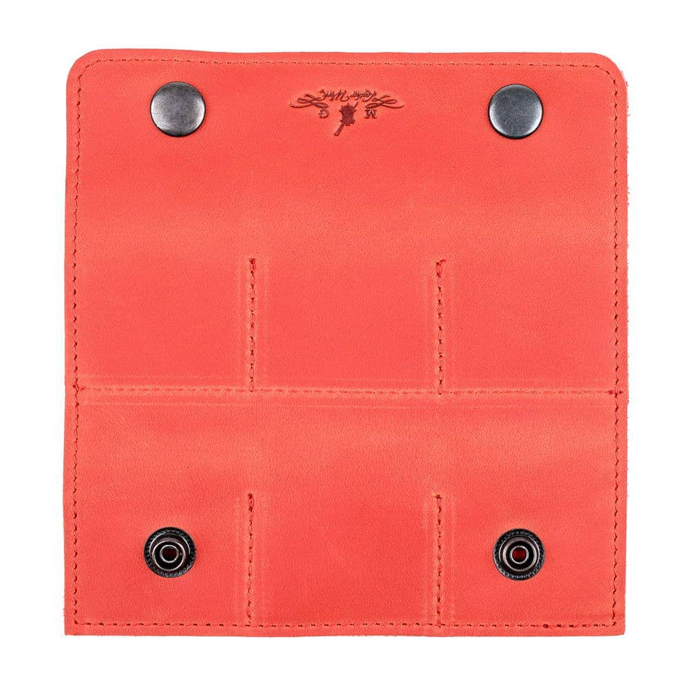 Red guitar pick wallet open back view