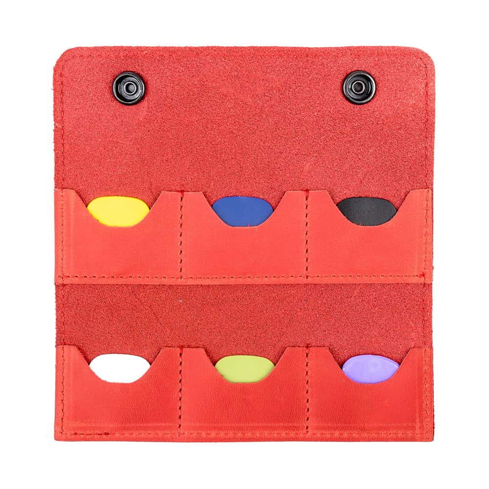 Open front red pick holder bag