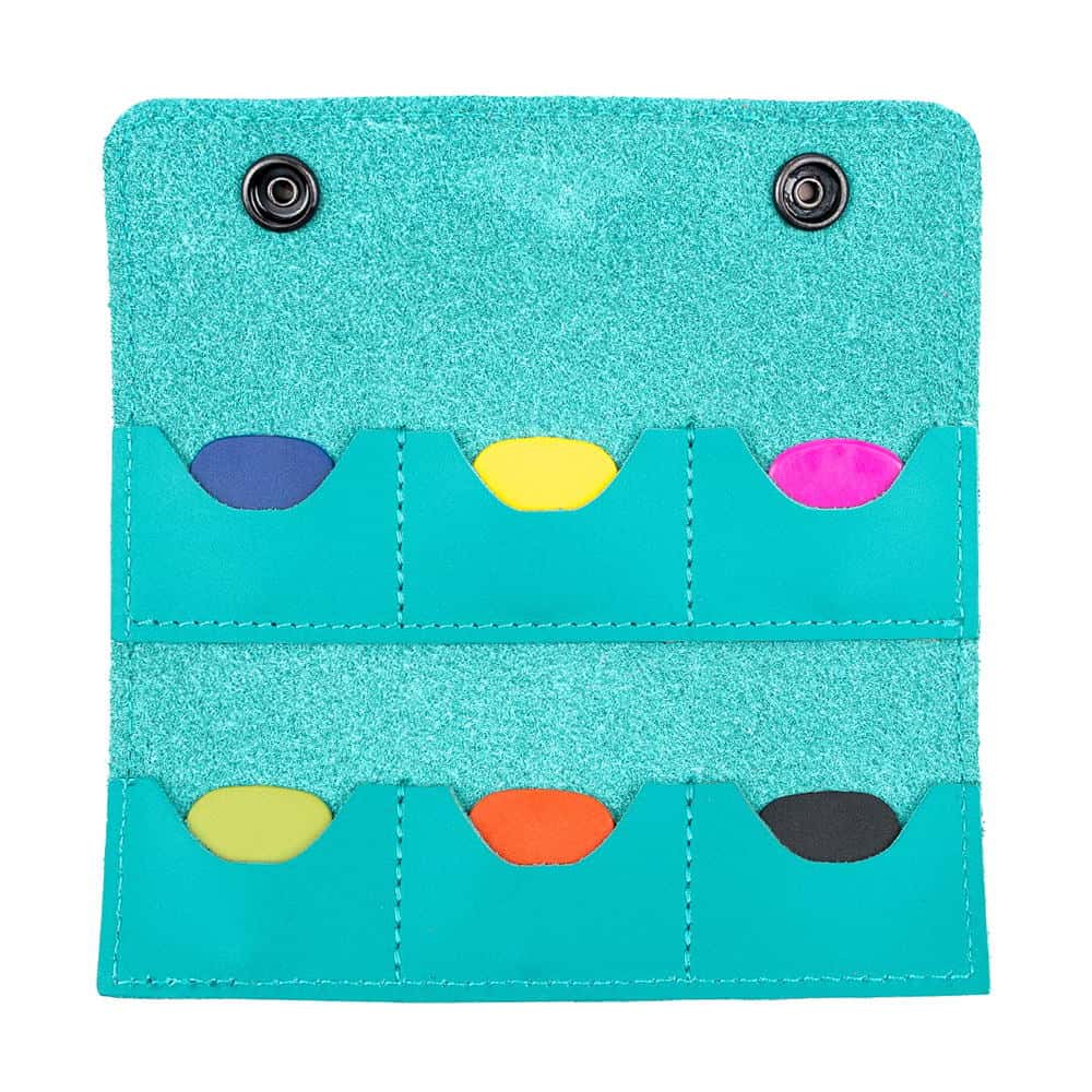 Open front tiffany leather pick holder