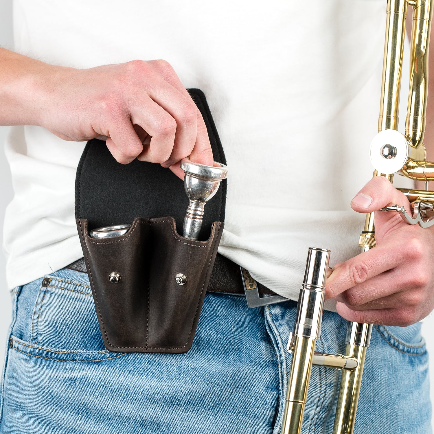 Double Trombone/Euphonium Mouthpiece Pouch | Crazy Horse Leather