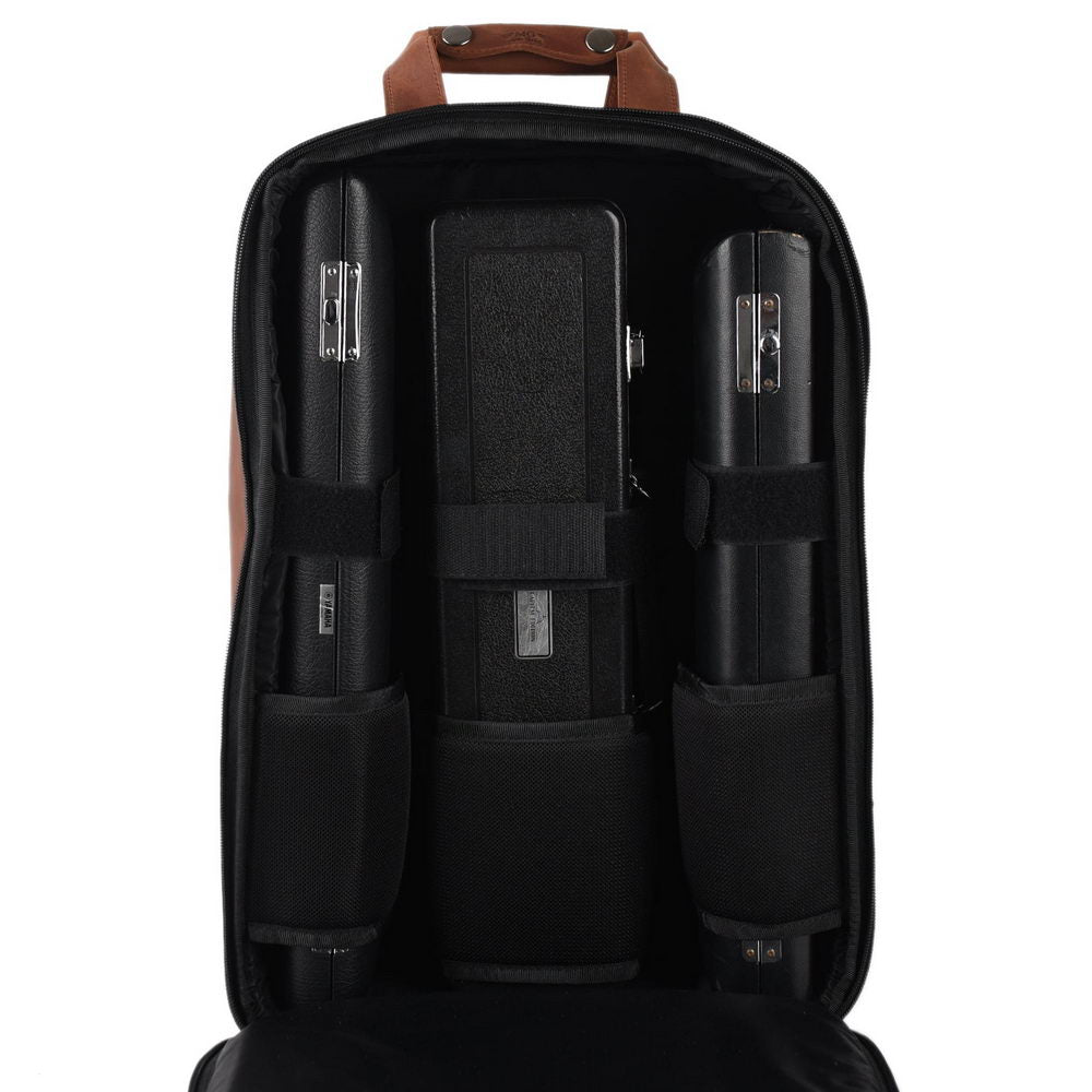 Set 2 in 1 Flute Backpack and Leather Wallet with Flute Embossing