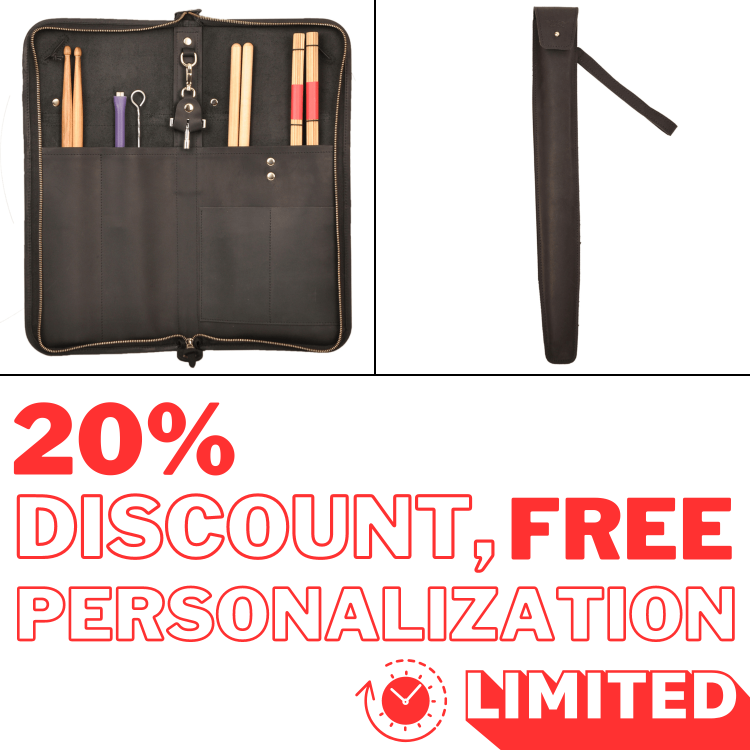 Set 2 in 1 Large Drumstick Bag and Drumstick Pouch