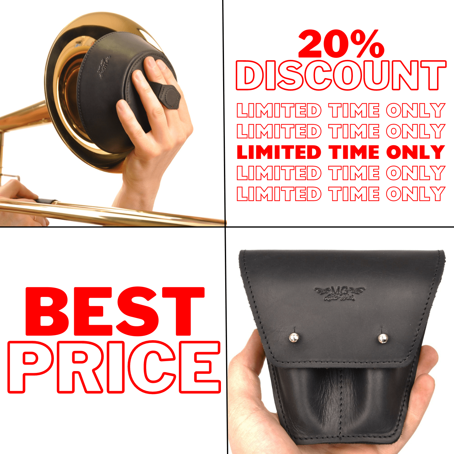 Set 2 in 1 Trombone Plunger Mute and Double Mouthpiece Pouch